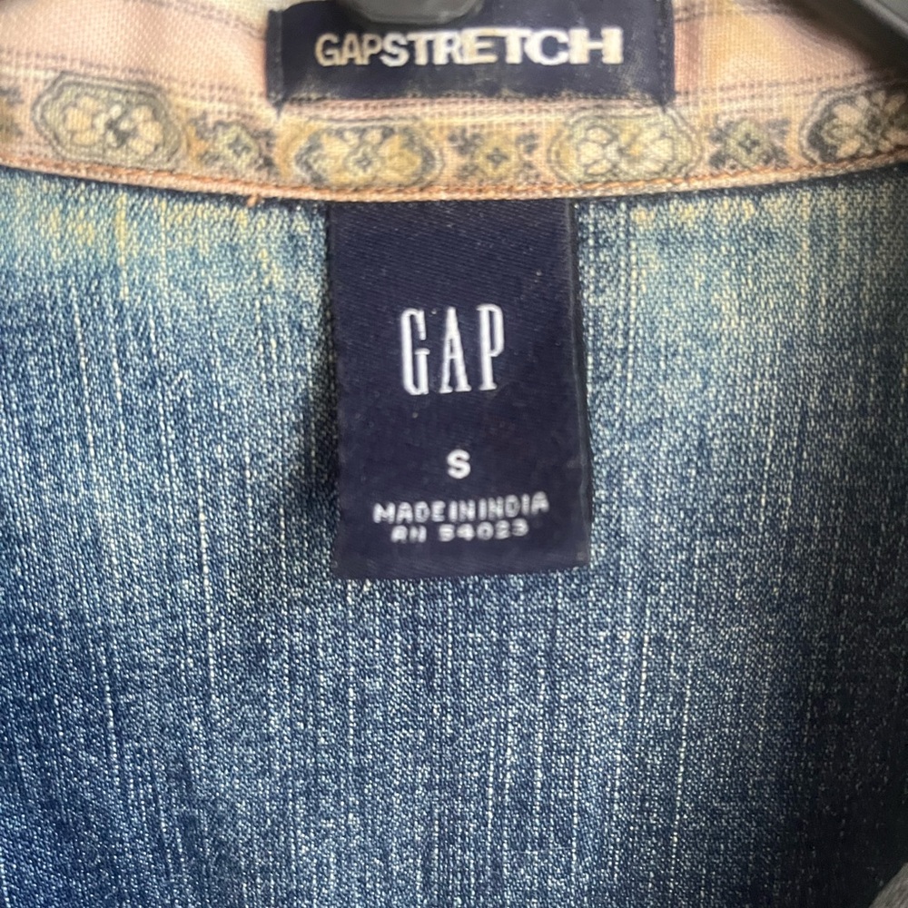 Gap Vintage Y2K Denim Shacket Blue Jean Jacket Faded Thrash Grunge Preppy Rodeo - Picture 2 of 9